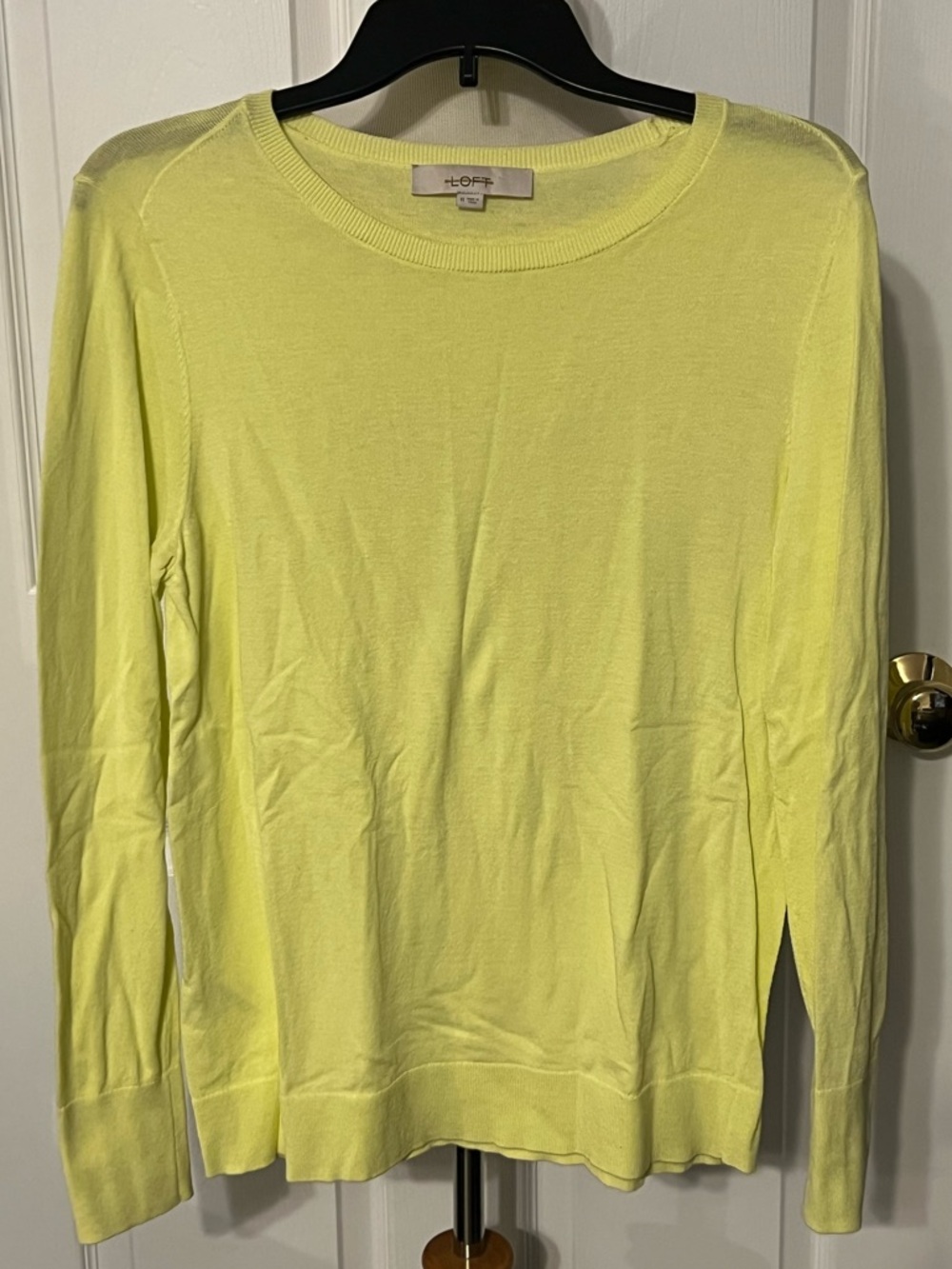 LOFT Pastel Yellow Lightweight Crewneck Sweater